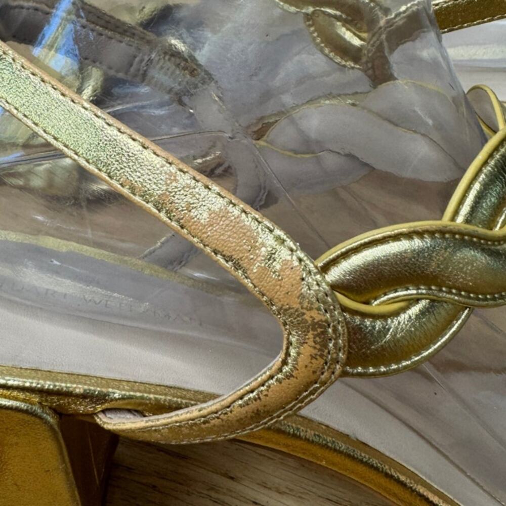 Stuart Weitzman Dancer Twistie Gold Metallic Brai… - image 5